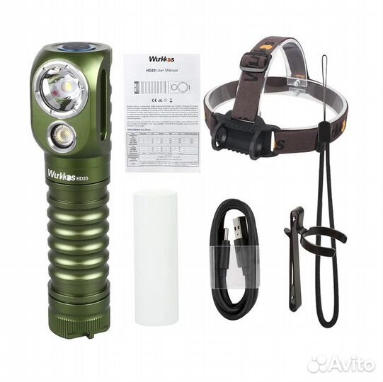 Фонарь налобный HD20 Green 