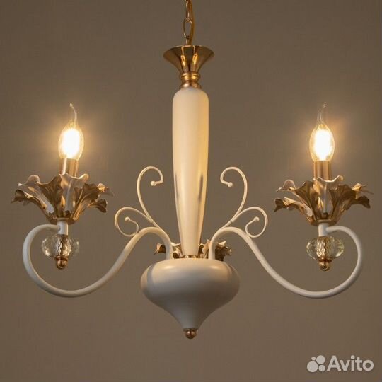 Люстра 'Лиолет' 3хЕ14 40Вт бело-золотой 56х70х56 с