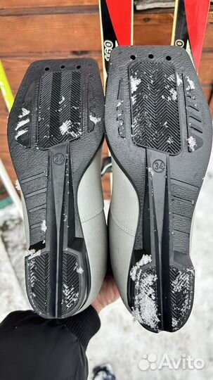 Лыжи пластик 160см, палки 126см, ботинки 34р-р