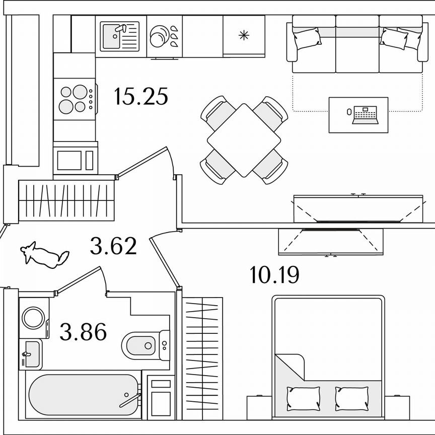 1-к. квартира, 32,9 м², 1/9 эт.