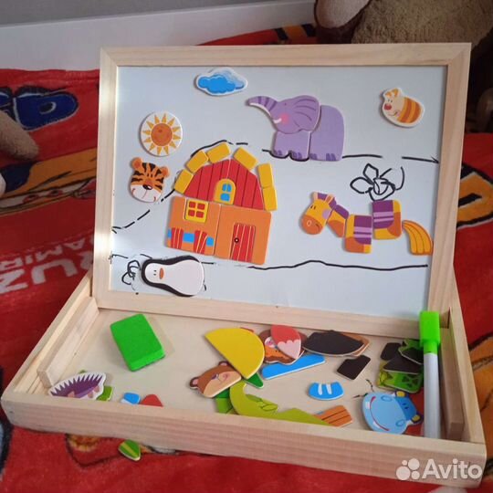 Доска магнитно маркерная детская с магнитами