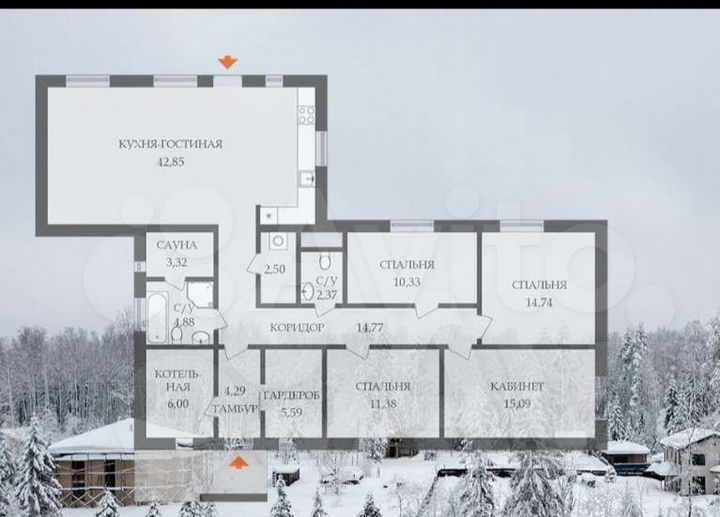 Дом 153 м² на участке 12 сот.