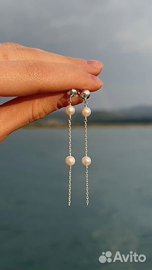 Серьги серебряные с жемчугом