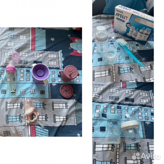 Детские принадлежности: бутылки, ниблер, поильник