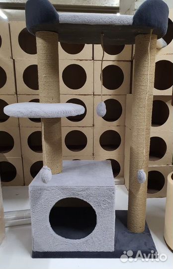 Домики для кошек,комплексы, когтеточки. Выс.1.1 м
