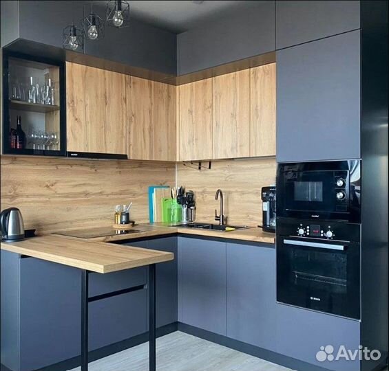 Кухня угловая с барной стойкой (цена за всю кухню)