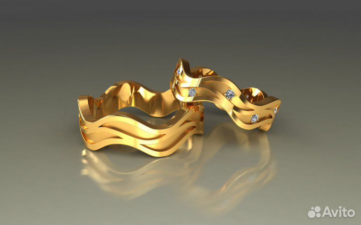 Обручальные кольца золотые с бриллиантами 3D0077