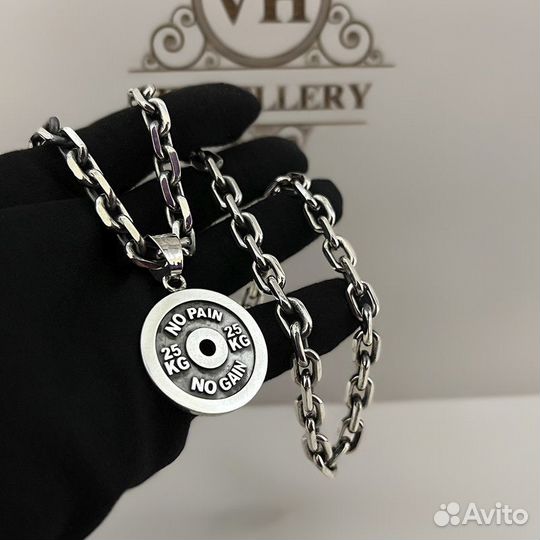 Серебряная Цепь Рамзес с крестом 120г