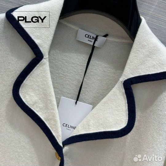 Трикотажный пиджак Celine с контрастными вставками