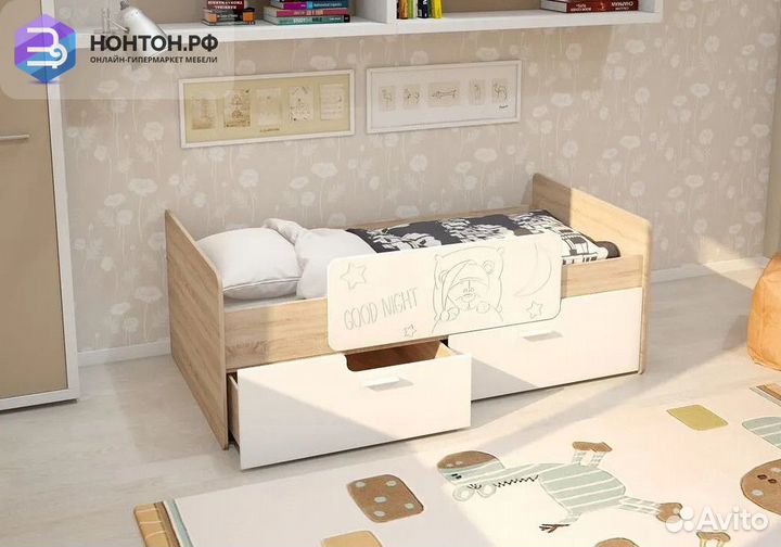 Кровать детская Умка белый глянец