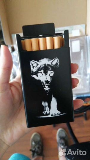 Портсигар металлический с Волком. Новый