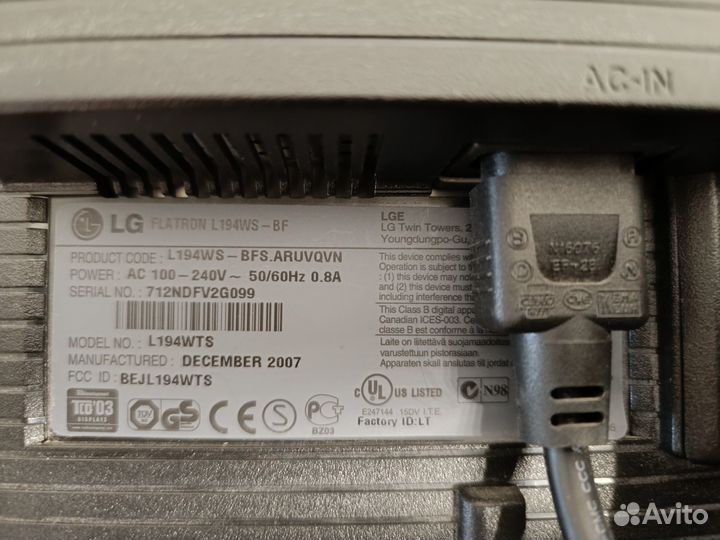 Монитор для компьютера LG Flatron L194WS-BF