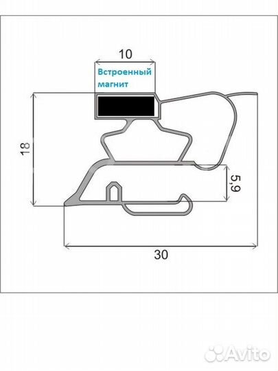 Уплотнительная резина на холодильник ст 105*45