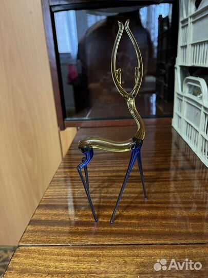 Олененок из дутого стекла СССР