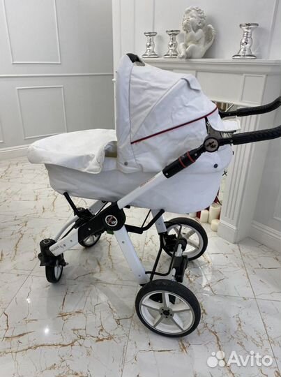 Коляска белая экокожа hartan racer gt 2в1 в идеале