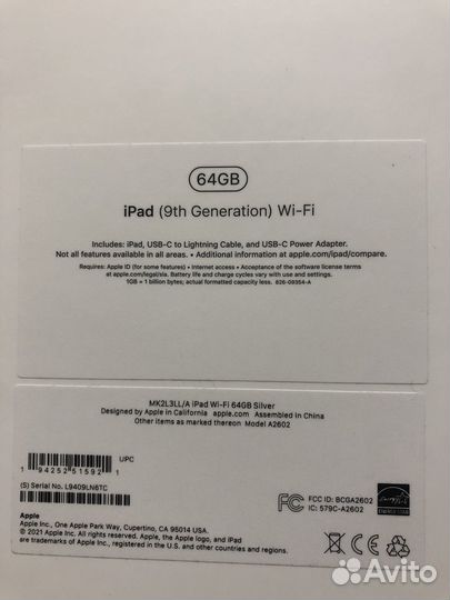 Планшет Apple iPad (9th Gen) Wi-Fi 64 гб серы
