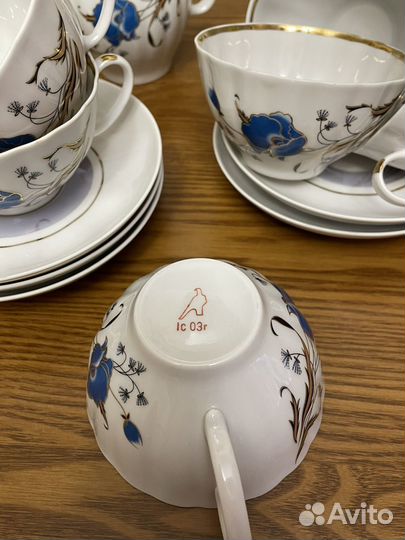 Чайный сервиз Дулево,Синий мак