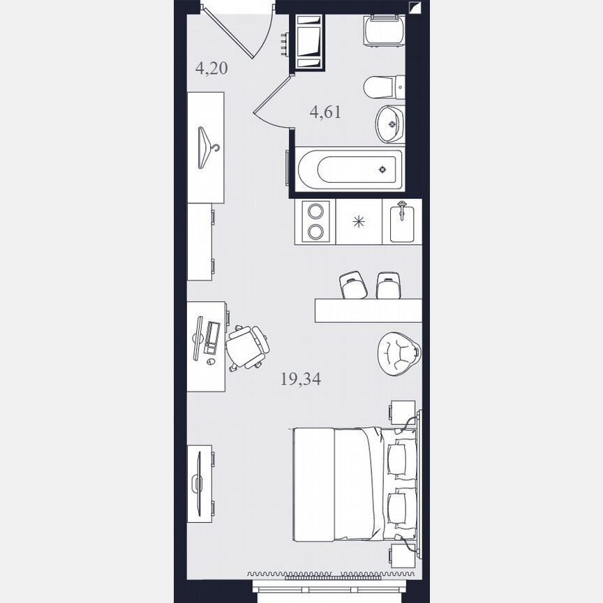 Апартаменты-студия, 28,2 м², 19/24 эт.