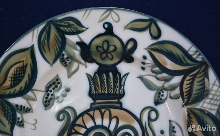 Настенная фарфоровая тарелка- самовар. лфз