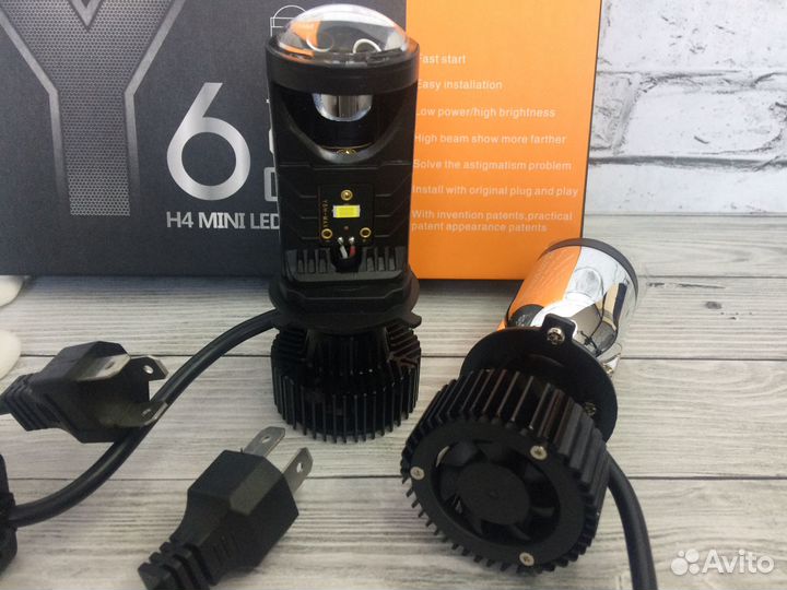 Светодиодные лед лампы с линзой Y6 цоколь Н4