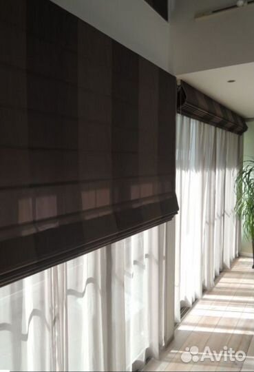 Одинарная Римская штора с тюлем