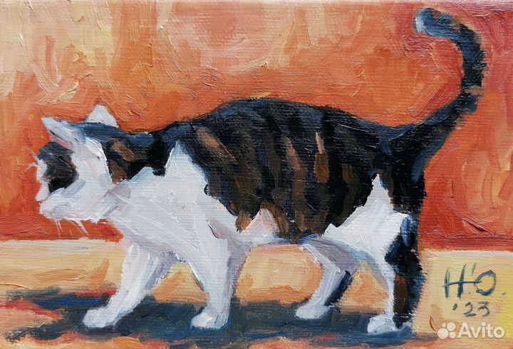 Картина маслом с котом