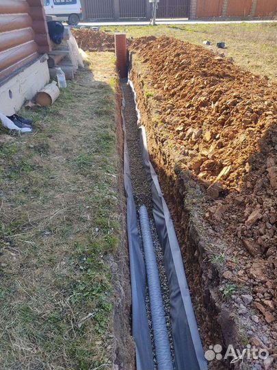 Дренаж участка,Ливневая канализация,Копка траншей