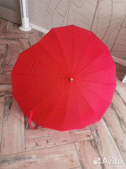 Зонт трость в виде сердца красный