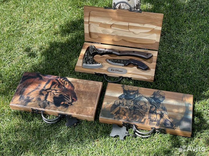 Набор кованый топор + шкуросьемный нож