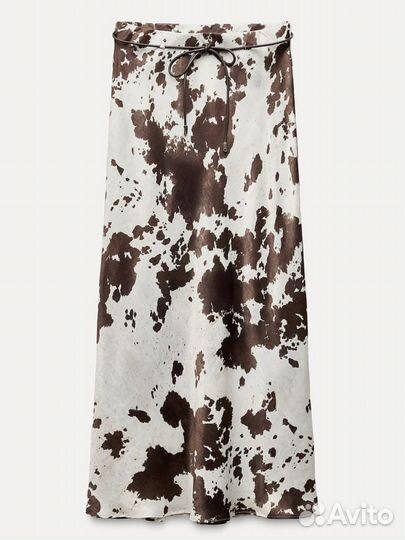 Zara сатиновая юбка с анималистичным принтом
