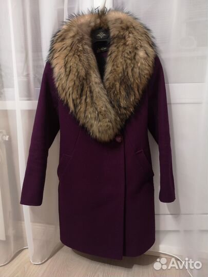 Пальто, мех енот