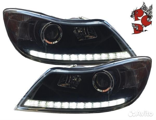 Skoda Octavia 09-13 Фары с линзами тюнинг черные