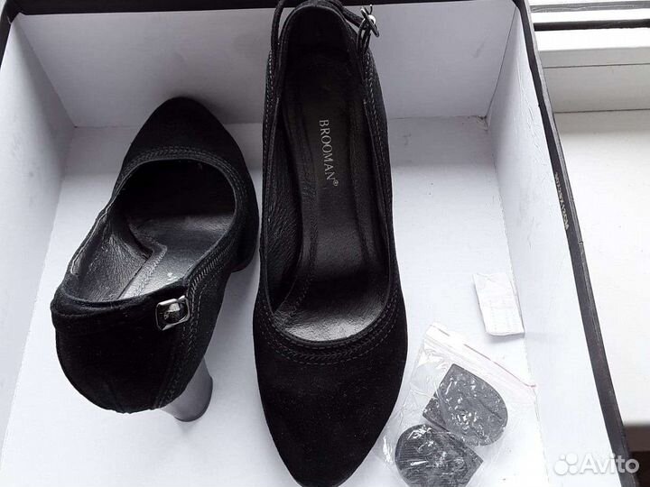 Туфли натуральная замша 38 черные