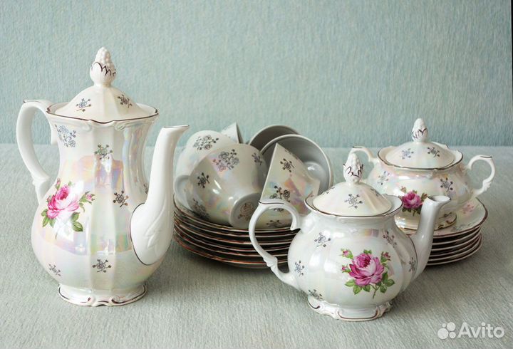 Чайно-кофейный сервис «Роза» пр-во ГДР, Kahla