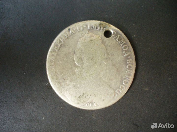 Серебряный рубль 1777 Екатерина 2 редкий год