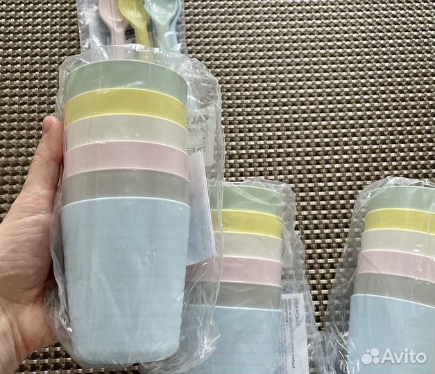 Детская посуда стаканы ложки Икеа IKEA пластик