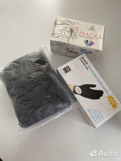 Шапочки + маски + перчатки одноразовые