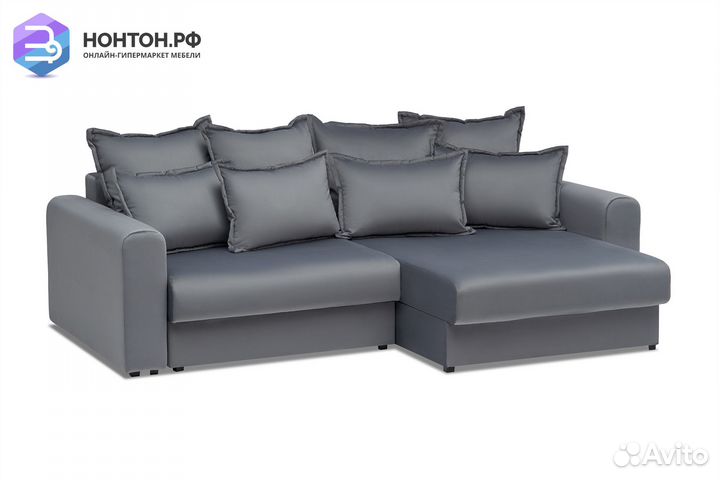 Диван угловой тик-так Омега темно-серый