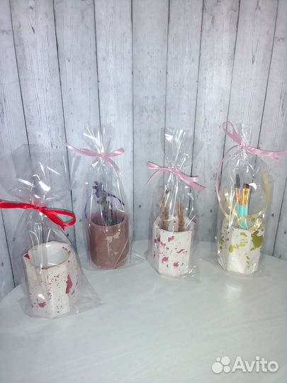 Вазочка подсвечник баночка из гипса