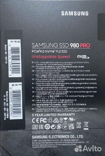 1000 гб SSD M.2 накопитель Samsung 980 PRO