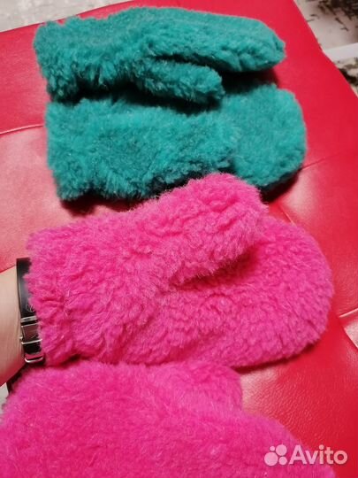 Варежки из натуральной стриженой шерсти