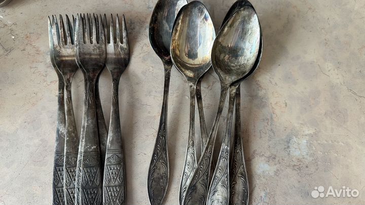 Набор столовых приборов мельхиор СССР