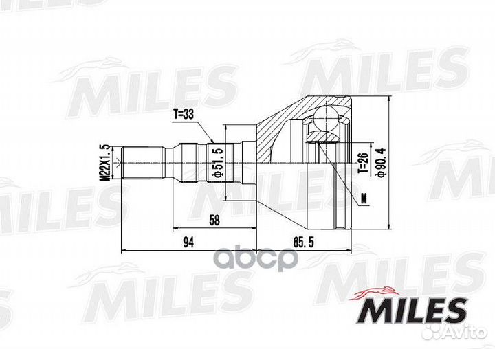 ШРУС opel astra H/zafira B 1.9cdti-2.0T 04- нар