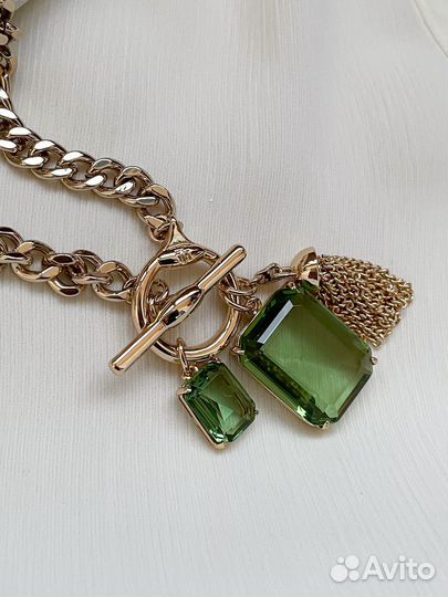 Новое колье Ralph Lauren зеленые кристаллы ориг