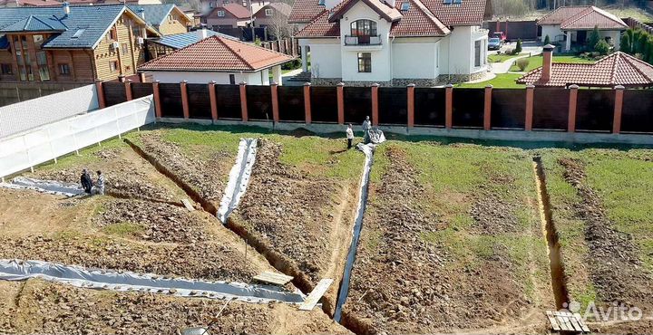 Дренаж участка под ключ/Ливневка/Отсыпка
