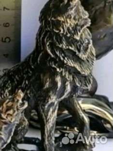 Волк статуэтка большая латунь