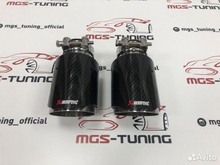 Насадки Akrapovic глянец карбон одинарные 89 мм