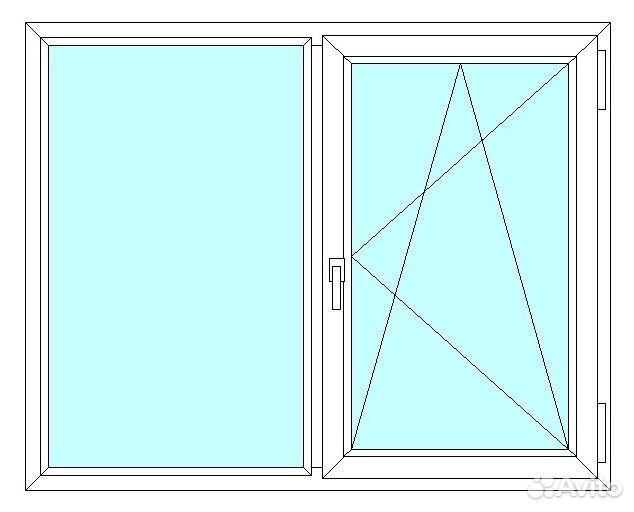 Окно veka WHS60, 2 ств., 2-кам. с/п, 1150x1000