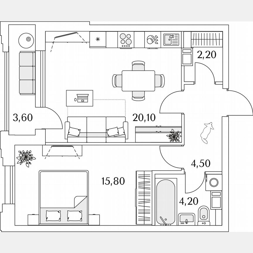 1-к. квартира, 48,6 м², 3/13 эт.