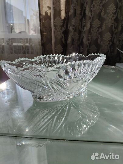 Хрустальная конфетница СССР ладья